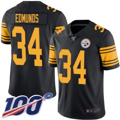 Nike Pittsburgh Steelers #34 Terrell Edmunds Black Men's Stitched NFL Limited Rush 100th Season Jersey Men's